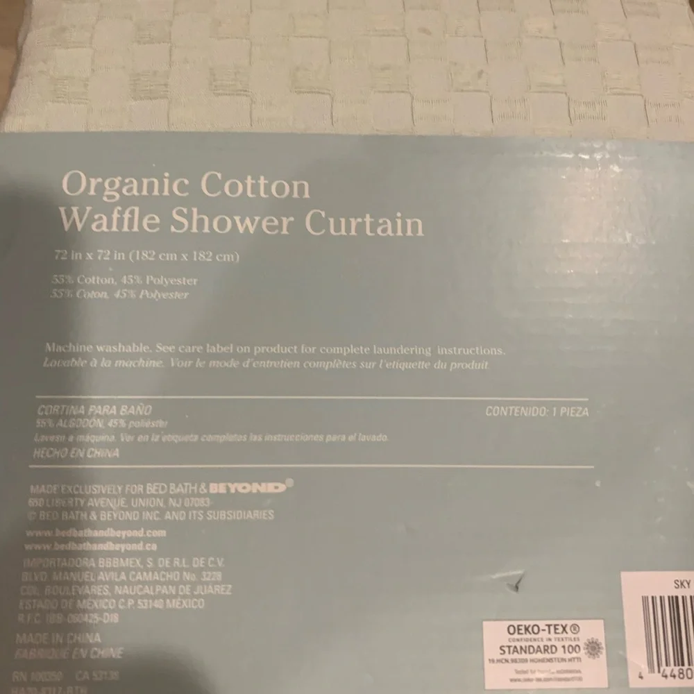 Haven Organic Cotton Waffle Shower Curtain 72in x 72in (182cm x 182cm)Sky Gray